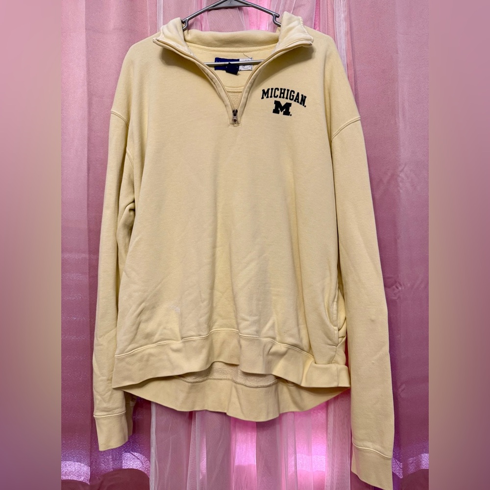 University of Michigan Light Yellow Pullover 1/4 Zip